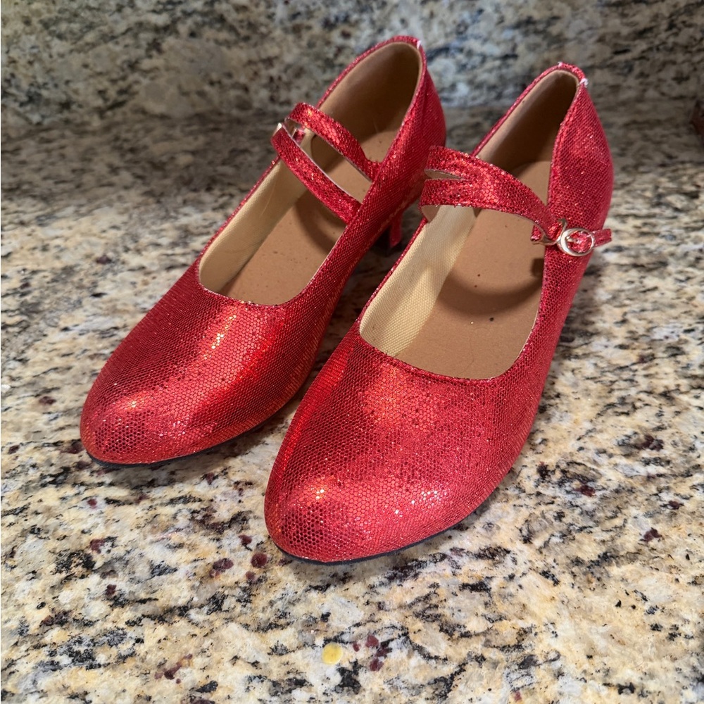 Red Glitter Mary Jane Heels ✨ Sparkly Dress Shoes